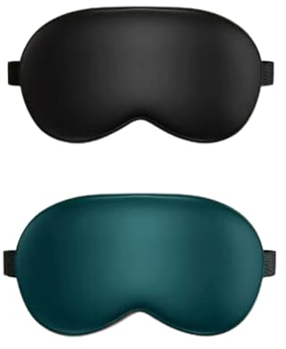 JCKD 2pcs Masque de sommeil en soie imperméable à la lumière, masque ajustable doux et confortable pour les enfants, les adultes et les voyages unisexes, masque de sommeil pour se reposer (2 couleurs)