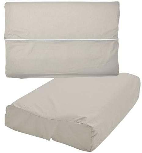 Nackenkissen Bezug 40x60 cm Beige Gesundheitskissen Überzug | Baumwolle Gesundheitskissen Vollschutzbezug mit Reißverschluss, Überzug für Nackenstützkissen, Universalbezug, Kissenhülle