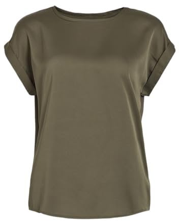 Vila Women's Variety S/S Satin Top-Noos Short-Sleeved Blouse, Dusty Olive, 10