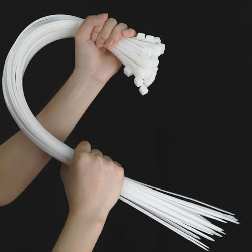 26 Zoll lange weiße Kabelbinder 100 Stück, schwere Ausführung - maximale Belastung 200 lbs, Arbeitstemperatur 5 ℉ - 176 ℉ - langlebige verstellbare Nylon-Kabelbinder für den Innen- und Außenbereich