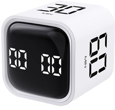 Digital Cube Timer, Schwerkraft-Timer, Drehbarer Pomodoro-Timer, Countdown Timer, Küchentimer mit Vibration, Kurzzeitwecker für ADHS, Arbeit, Kinder, Büro, Studium, Aufgaben, Kochen, Sport