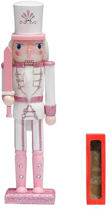 Falafoty 30 cm Ornement Casse-Noisette de Noël Casse-Noisette Rose Casse-Noisette Soldat en Bois Décorations de Noël Cadeaux de Party pour Enfants Adultes