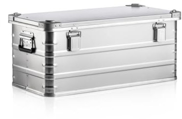 GUARDIQUE AluVault 081L – Alubox mit Deckel, Aluminium Aufbewahrungsbox, Alukiste, Spritzwassergeschützt, Staubdicht, Stapelbar - Transportbox mit Federgriffen für Werkzeug und Ausrüstung, Silber