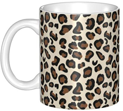 Tazas con estampado de leopardo, taza de café con patrones impresos, tazas de cerámica personalizadas para cafeterías residenciales, taza con tallos de oreja, regalos personalizados coloridos, cerámic