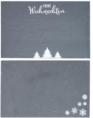 levandeo 2er Set Servierbrett L22cm Tablett Schiefer Serviertablett Weihnachten Servierplatte Schieferplatte Deko Tischdeko Handgeschlagen