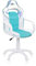 DRW Iris, Silla de Escritorio, Estudio o Despacho, Sillon Gaming, Acabado en Color Blanco, Turquesa e Iris, Medidas: 46,5 cm (Ancho) x 46 cm (Largo) x 98-109,5 cm (Alto)