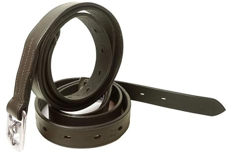 Pferdelinis Cinghia per staffe in pelle nera, marrone, adatta per selle inglesi, lunghezza 120 cm – 160 cm (marrone, 130 cm)