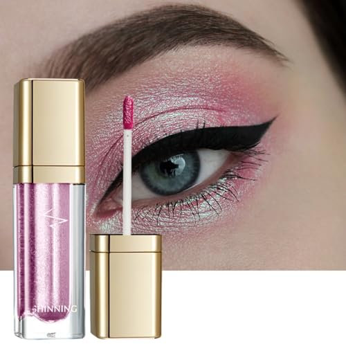 Ombretto Liquido Glitter,Ombretto Liquido Occhi,Liquid Metallic Eyeshadow,Ombretto Liquido,Liquid Shadow,Ombretti Liner Liquidi Shimmer Glitter Metalliche (Rosa)