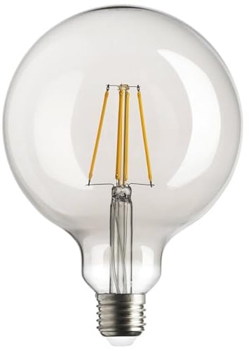 Planetitaly Lampadina G125 globo E27 LED filamento 12W resa 145W palla vetro luce naturale 4000K lampada decorativa pub, bar, locali commerciali, taverne, negozi, alimentazione 230V