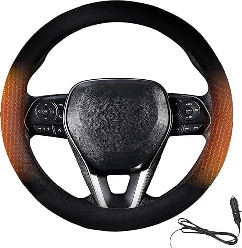 Heated Steering Wheel Cover, 2025 New Steering Wheel Heater, Car Steering Wheel Warmer Hand Warming Steering Wheel Protector Fits for Sedans, SUVs and Trucks (1)