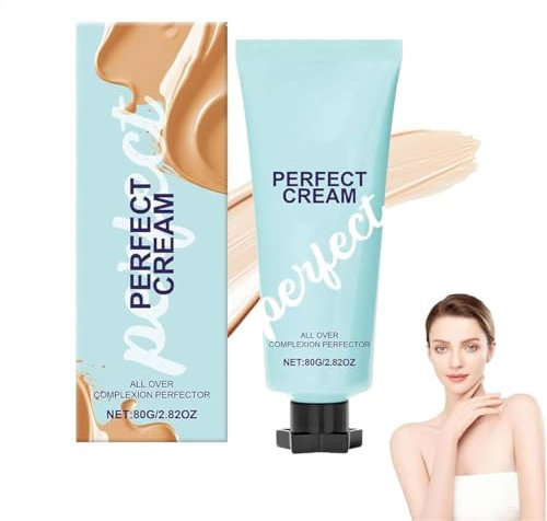 Supreme Creme All-Over Complexion Perfector,Hydrating Full Coverage Concealer,Long-Lasting Cc Cream Foundation,Waterproof Transfer-Resistant Skin Tint,Evens Skin Toneand Light Foundation (1 Pcs)