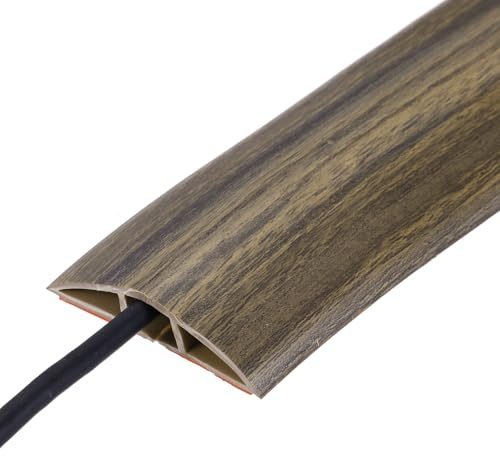 sourcing map Floor Cord Cover 4ft, Extension Cord Hider for Floor Cable Management Wire Covers Protector Prevent Cable Trips 0.47 W x 0.24 H, Mist Brown