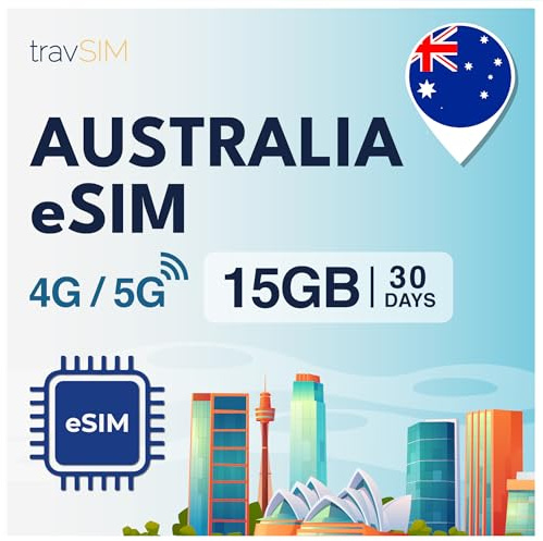 travSIM eSIM Australien | 15GB Daten SIM - 30 Tage planlaufzeit | Australien eSIM bietet unbegrenzten Internetzugang für Google, Facebook, Whatsapp, Instagram und mehr