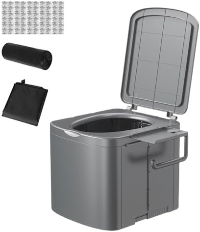Iouyjiu Portable Camping Toilet - Outdoor Toilet with Ergonomic Handle - Compact and Sturdy with Side Storage Holder and Training Seat for Motorhome Navigation