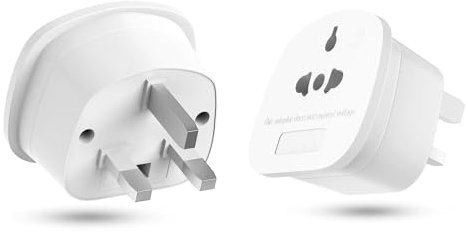 AXB 2 Pack Universal Travel Adapter, European to UK Plug Adaptor, US to UK Travel Plug Adapter with 13A Fuse for USA, EU, Australia, Thailand, Canada, Japan & Worldwide (Type A, B, C, I, E, F, L)