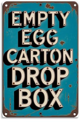 Metal Tin Sign Impression De La Boîte De Dépôt d'un Carton D'Œufs Vide Rétro Signes en Étain Exquis Et Beau Poster Métallique pour Bars Maison Pubs 20X30Cm