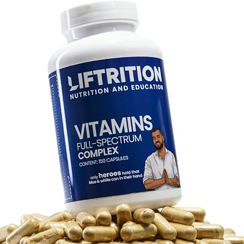 Liftrition Elite Multivitamin Kapseln – Mikronährstoff-Komplex – 150 St. | Mikronährstoffe für Alltag, Sport & Fitness. Magnesiumbisglycinat, Zink, Q10 und OPC. Vegan & hergestellt in Bayern