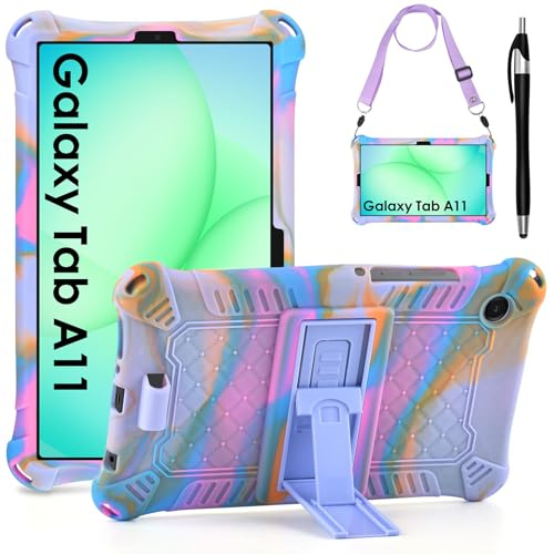 KATUMO Silicone Case for Samsung Galaxy Tab A11 / A11 LTE / A9 8.7 inch | Soft Rubber Cover, for A11 (X130) A11 LTE(X135F) / A9 (X110), Three View Angle, with Stylus Pen and Shoulder Strap