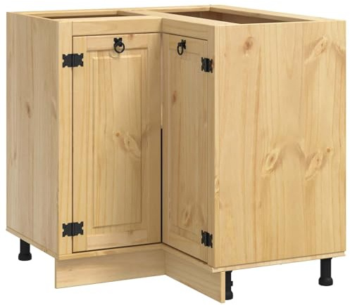 Tomostar Eckschrank für Küche, Eckschrank mit Ablage mit Tür, Honig, 60 x 32 x 40 cm, massives Kiefernholz