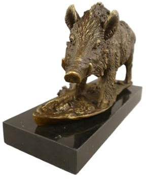 Antikas - Bronzefigur Wildschwein patiniert auf schwarzem Sockel, hochwertig, H.18 cm
