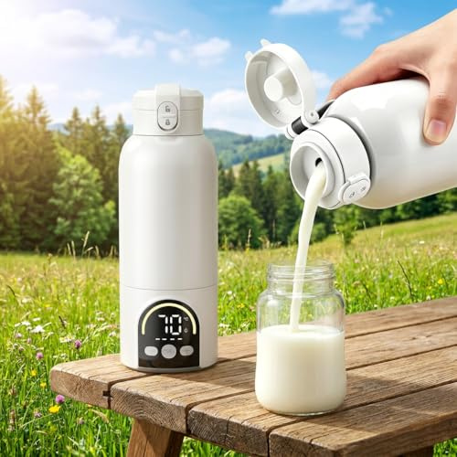 Scalda Biberon Neonato Portatile 500ml, Scaldabiberon Elettrico Portatile 12000mAh con Cavo di Ricarica, Potenza 140W Riscaldamento Rapido in Pochi Minuti, per Viaggi E Allattamento Notturno, Bianco