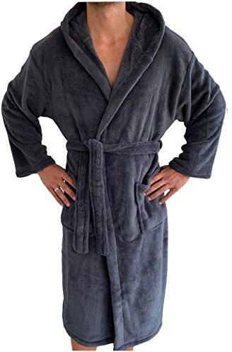 HOMELEVEL Flanell Übergrößen Bademantel Unisex für Damen und Herren Morgenmantel Saunamantel Reisebademantel Kuschelig weich Sauna Morgenrock