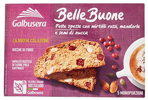 Galbusera Belle Buone Fette Biscottate Mirtilli Rossi e Mandorle, 200g