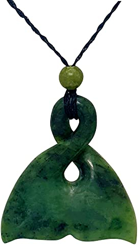 81stgeneration Anhänger Halskette Walfischschwanz Handgeschnitzte Nephrit-Jade für Damen und Herren