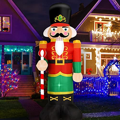 WAYDEKO Christmas Inflatable Nutcracker Yard Decoration Lighted Blow Up Christmas Garden Lawn Decor 8 Feet (Nutcracker-3)