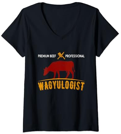 Wagyulogist Wagyu Rind BBQ Grillmeister Japan Steak Grillen T-Shirt mit V-Ausschnitt