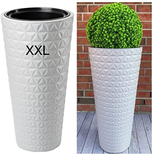 Macetero Redondo Fino Efecto 3D Originales Grandes, Alta XXL Platinum