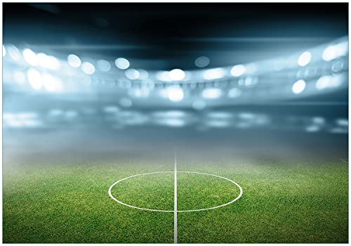 Wallario Vliestapete Fototapete Fußball Stadion Mittellinie II - Wandtapete Größe: 350 x 245 cm