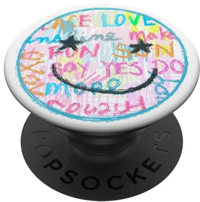 Pink Sky Preppy Art Smiley-Gesicht, Graffiti, glückliches Gesicht, adrette Kunst PopSockets Klebender PopGrip