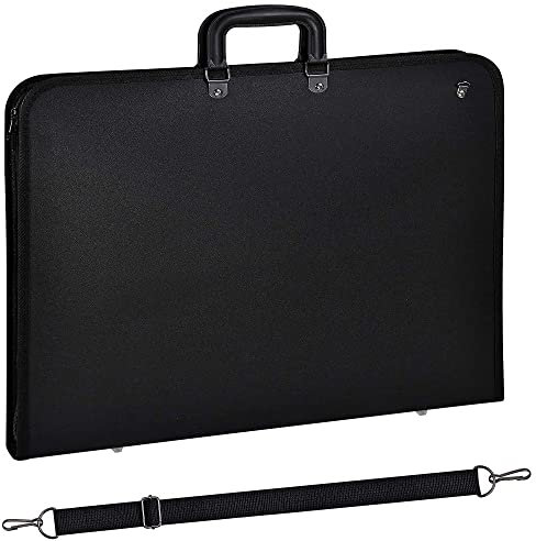 Crystals Art Portfolio Case Artist Portfolio Carrying Case with Shoulder Strap, Weather-Resistant Student Portfolio Drawing Painting Sketch Project Folder Bag (A3 Size), Black