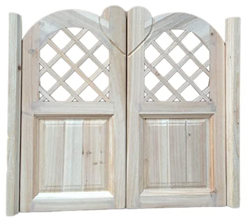 Porte a Battente per caffè, Design a Forma di Cuore in Legno Massello Recinzione Cancello Design a Griglia Cerniere Incluse Chiusura Automatica, Usato per Portico Giardino Bar Part
