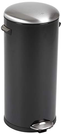 PROREGAL Retro Treteimer mit markanten Griffen und Kugelkappe | 30 Liter, HxØ 68,5x29,2cm | Kunststoff-Inneneimer | Schwarz