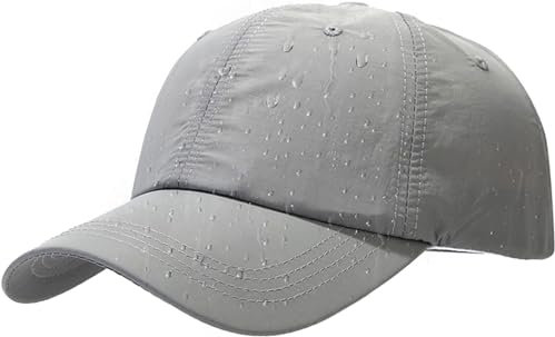 Malaxlx Grau Wasserdicht Baseball Cap Damen Herren Kappe Verstellbar Baseballkappe Draußen Sun Mützen Visoren Athletic Schnell Trocknend Regenmütze