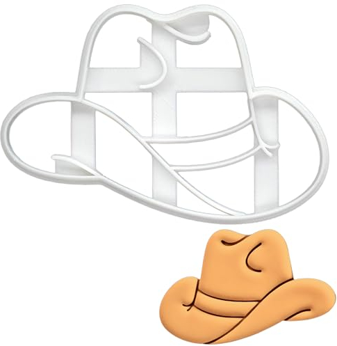 BAKERLOGY Cowboy Hat Cookie Cutter - Detailed Biscuit Cutter Design for Baking and Crafts, Ideal on Fondant, Dough, Clay