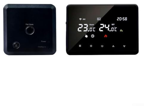 HEBEOT TUYA Smart Thermostat Programmable LCD Touch Screen Thermostat For Heating Systems Voice Control, Weekly Schedule(Black 02)