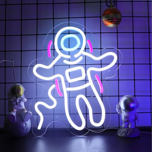 ENUOLI Dimmable LED Neon Astronaut Sign - Wall Light for Bedroom, Game Room Decor - Space Man Gift for Kids