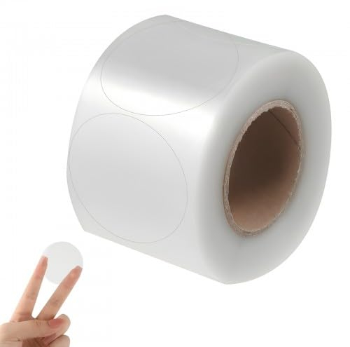 500 Stück Transparente Etiketten, Selbstklebend Etikettenschutz, 80 * 30cm Wasserdicht Etikettenschutz, Etikettendrucker Thermo Papier zum Schutz von Barcodes Nummern (Rund 50 * 50mm)