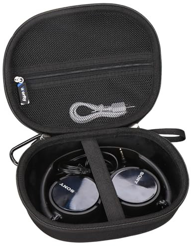 Travel Shell Headphone Case Compatible with Sony MDR-ZX110 / ZX310AP with JBL Tune 510BT / 520BT / 660NC / 500 Wired On-Ear Headphones, Slim Storage Hard Headphone Case(Case Only) (Black)