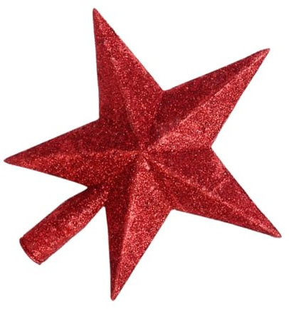 HOLIDYOYO Roter Weihnachtsbaumspitze Stern Fünfzackiger Christbaumspitzen Anhänger Ornament Klassische Weihnachtsbaum Deko Für Festliche Baumspitzen Drinnen Und Draußen