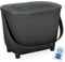 Premium Komposteimer 10L Küche Biomüll Behälter Bio Mülleimer mit Deckel und Aktivkohlefilter (Schwarz/Dunkelgrau)