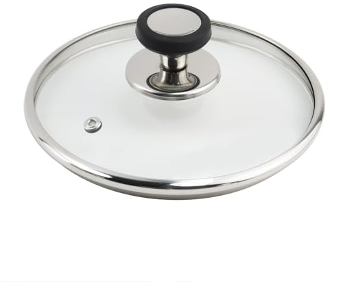 Risbay Universal Lids for Pots, Pans and Skillets, 7 Inch Pan Lid, Round Tempered Versatile Glass Pot Lids, Replacement Pan Cover for Frying, Wok, Crock Pot Lid Type-1, 1 PCS(Silver)