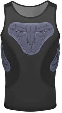 Baoblaze Men' s Padded Compression Shirt, Padded Chest Rib Protector Vest Protection Lightweight Gear Compression Shirt Sports Training Tank Top for Rugby Training