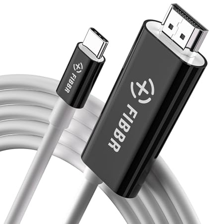 FIBBR 4K HDMI Cable 2M, 4K@60Hz USB Type C to HDMI Cable, USB C to HDMI Cable Adapter with 100W PD Charging Station for MacBook, iPad, iPhone, MacBook, Samsung, Projectors, HD TV & More