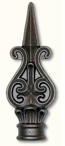 Pointe de lance en fer forgé, décoration de qualité pour portails et clôtures, diamètre 30mm, hauteur 142mm et largeur 57mm, finition haut de gamme