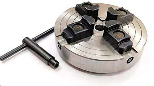ASSORTS Mandrino a 4 griffe x 15,2 cm, per legno, filettatura 3/4-16, con ganasce regolabili indipendenti/reversibili (include chiave per mandrino, compatibile con tornio)