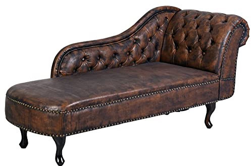 Chesterfield Recamiere 170cm Liege Chaiselongue Kunstleder Braun gepolstert Ottomane Loungesofa fha068 Palazzo Exklusiv